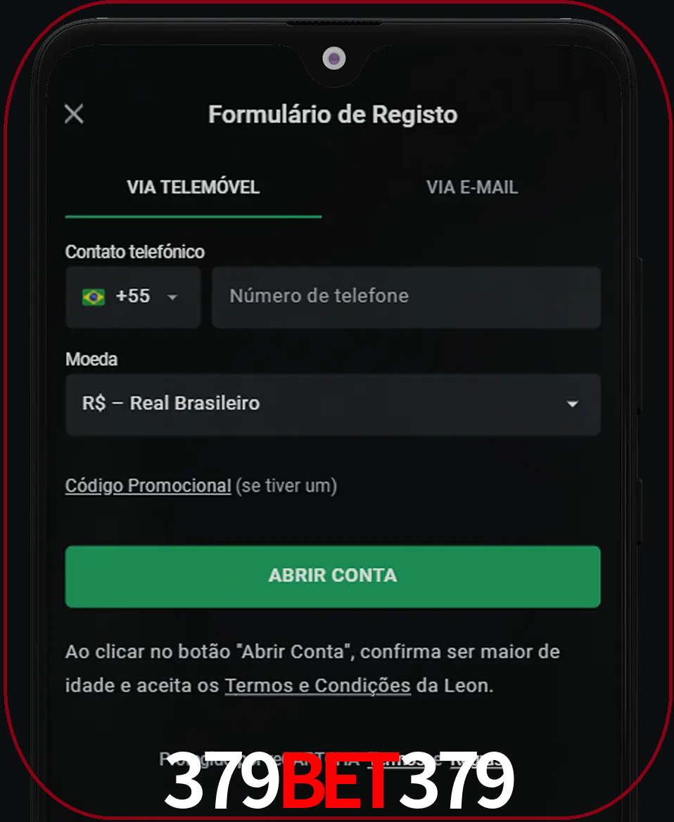 Abra o aplicativo e inicie o processo de registro.